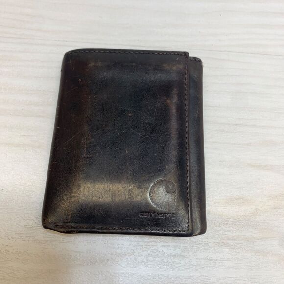Carhartt Mens Brown Leather Trifold Wallet - Picture 1 of 8